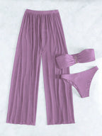 Conjunto Biquíni 3 Peças Estilo Bandeau com Fio U
