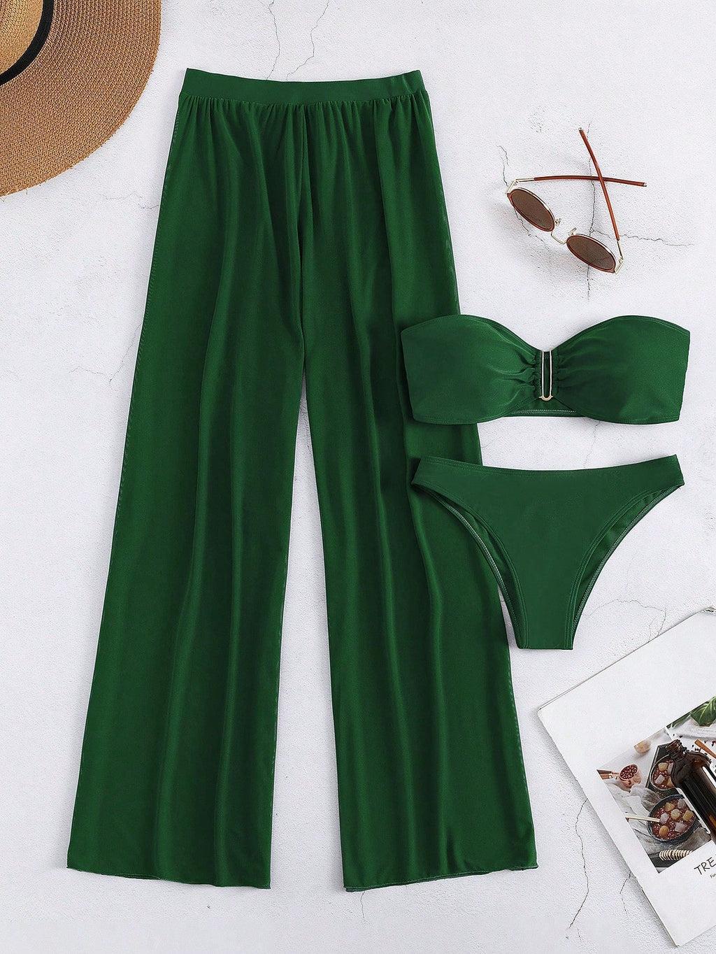 Conjunto biquini + saída de praia com calça