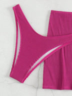 Conjunto de 3 Peças Sensual com Top e Saia Corte Alto