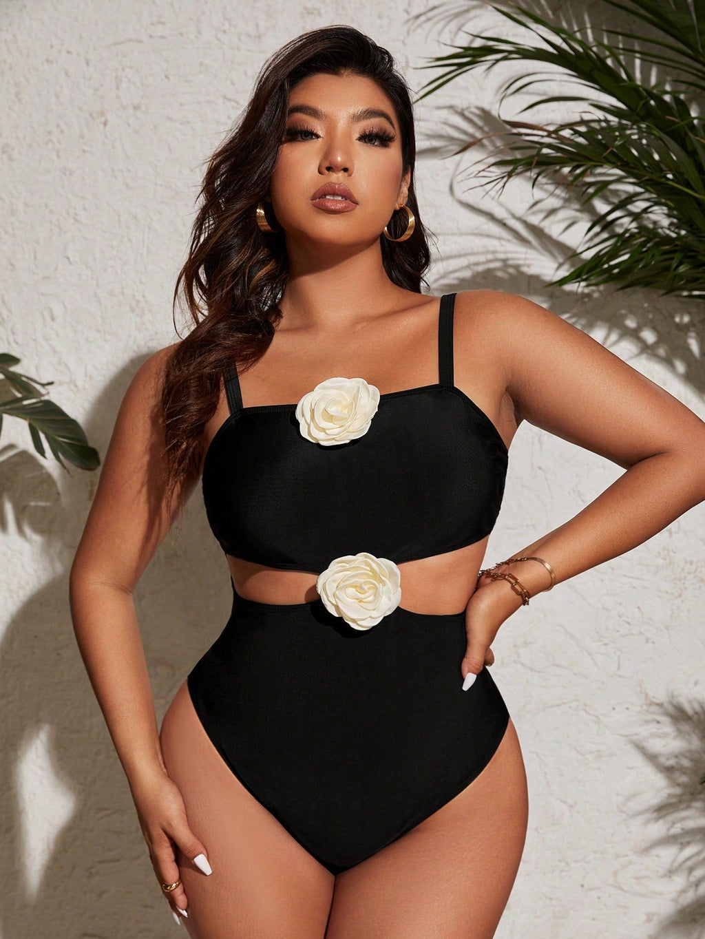 Maiô Plus Size Flor 3D Rúbia