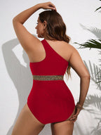 Maiô Plus Size com Recorte Assimétrico