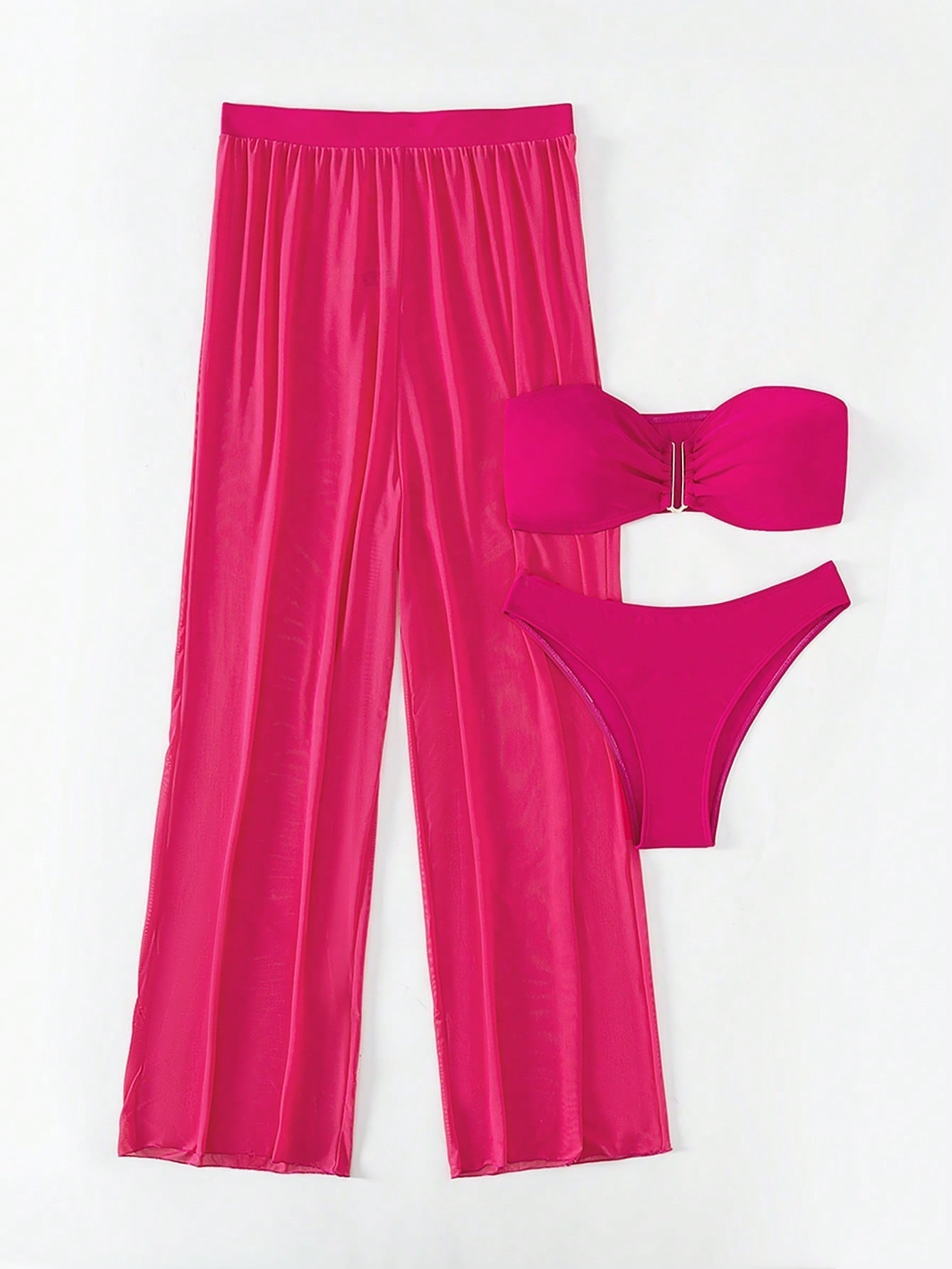 Conjunto biquini + saída de praia com calça