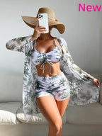 Biquíni Cintura Alta Conjunto Saída de Praia 3 Peças Linha New Hot