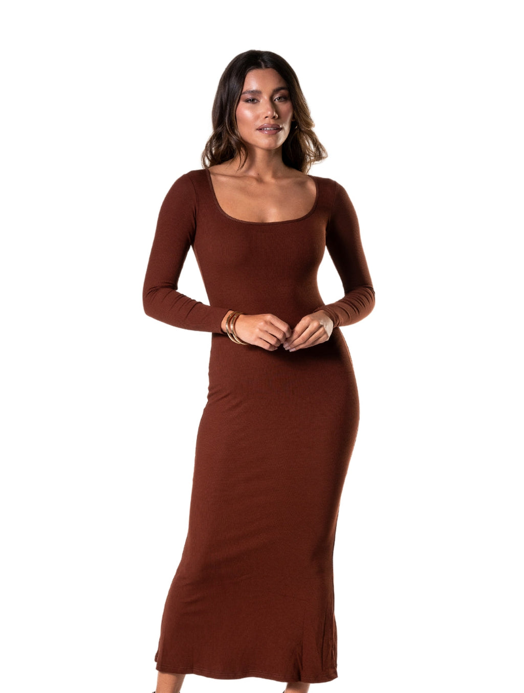 Vestido modelador de manga comprida