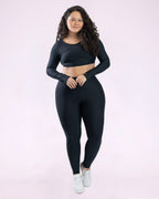 Conjunto Legging Básica Curve Plus Size + Top Manga Longa
