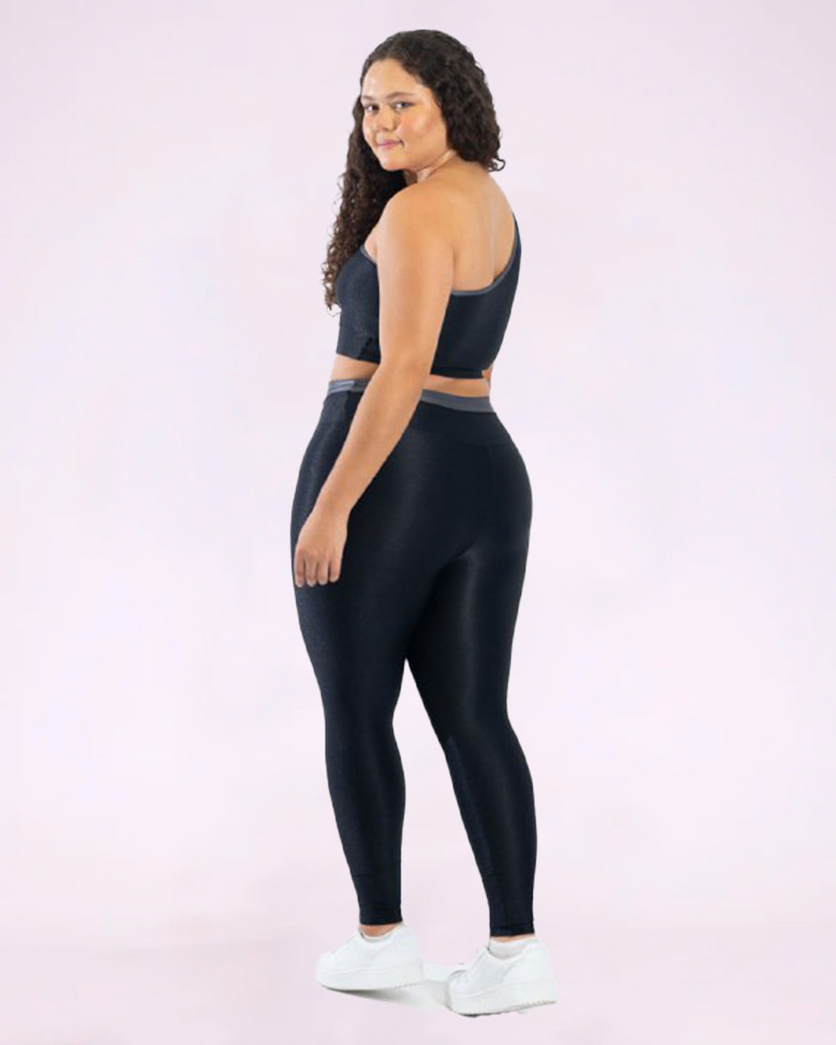 Conjunto Legging Curve Plus Size Bicolor + Top Ombro Só (Todas cores)
