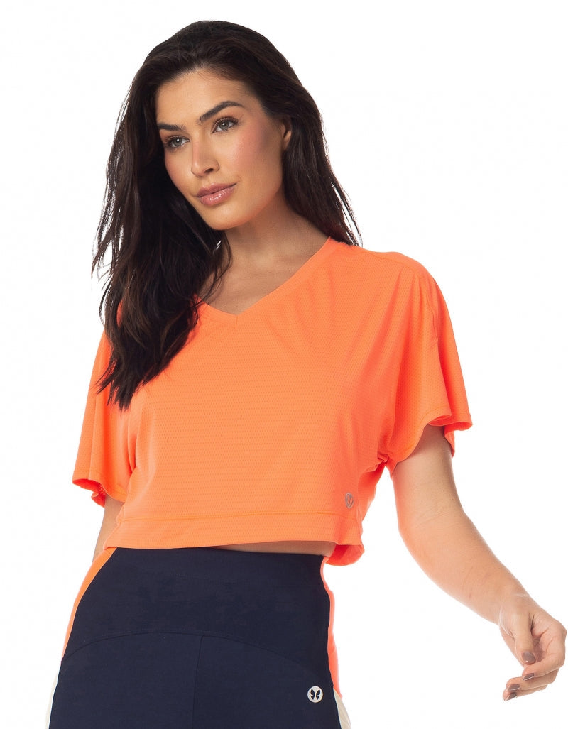 Blusa Dendê Curta Laranja Neon
