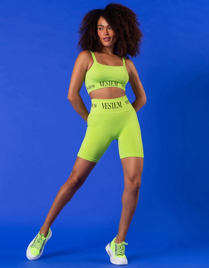 Conjunto Berbere Verde Neon Top + Calça ou Shorts